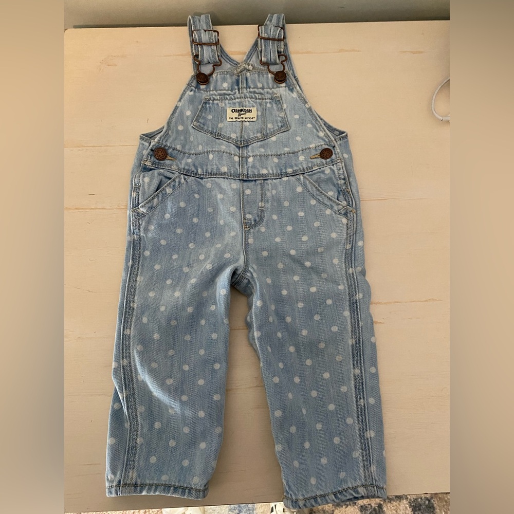 OshKosh B'gosh Light Blue Polka Dot Overalls